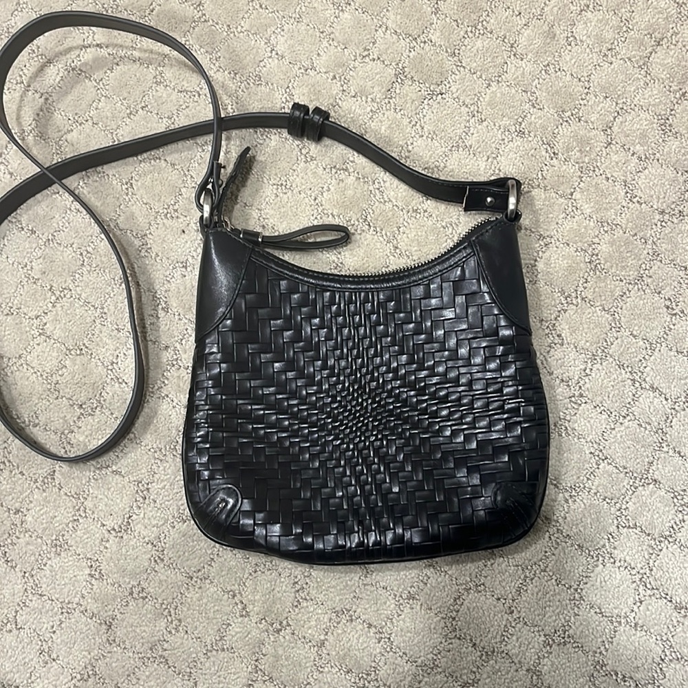 Cole Haan black woven leather crossbody/shoulder bag
